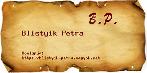 Blistyik Petra névjegykártya